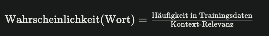 Wahrschinlichkeit(Wort) = Häufigkeit / Kontext-Relevanz